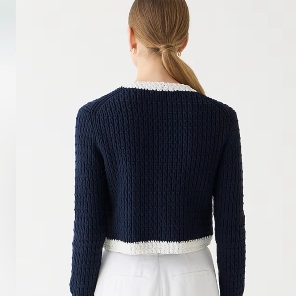 J.Crew Cropped sweater lady jacket with contrast trim Size S - Picture 15 of 16
